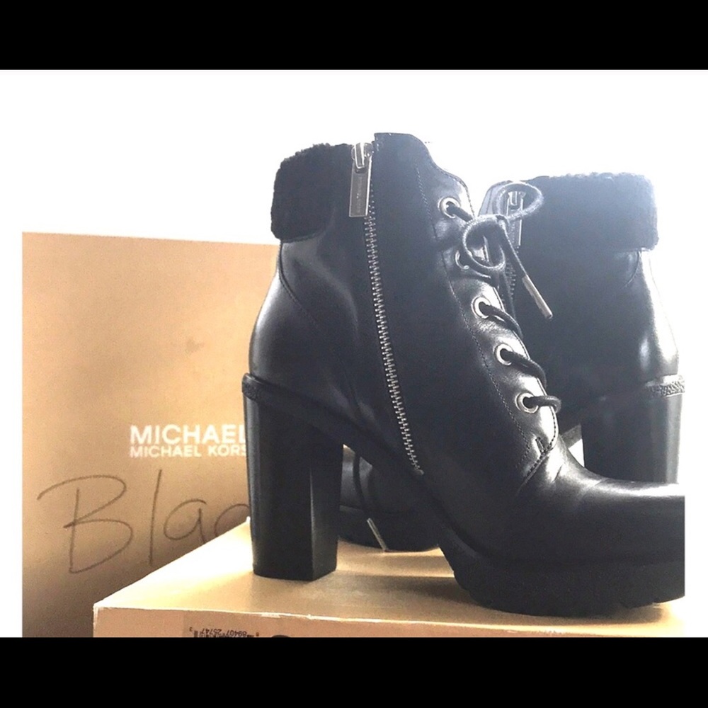 Kim Lace Up Combat Booties - Chunky heels